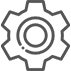 Black gear icon on a clear background.