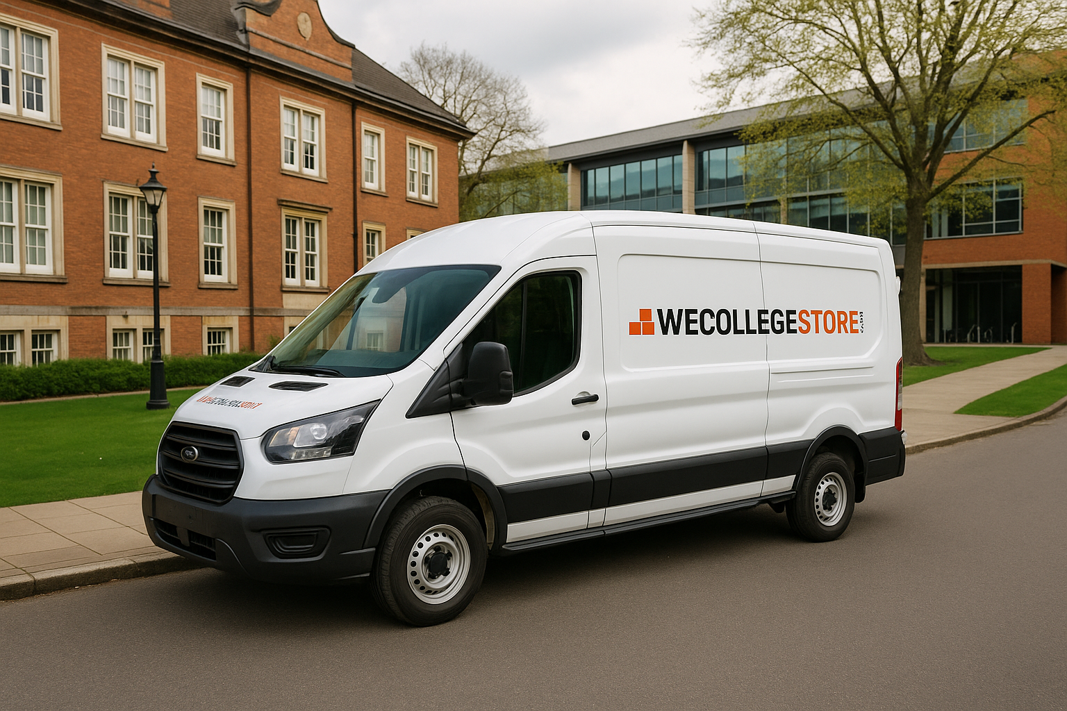 We College Store Student Storage Packing Boxes Delivery Van